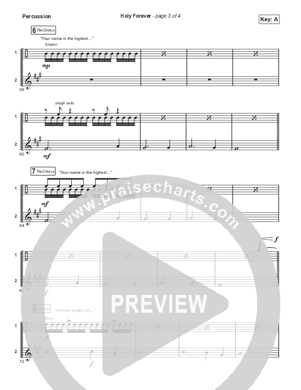 Holy Forever (Worship Choir SAB) Percussion (Chris Tomlin / Arr. Mason Brown)