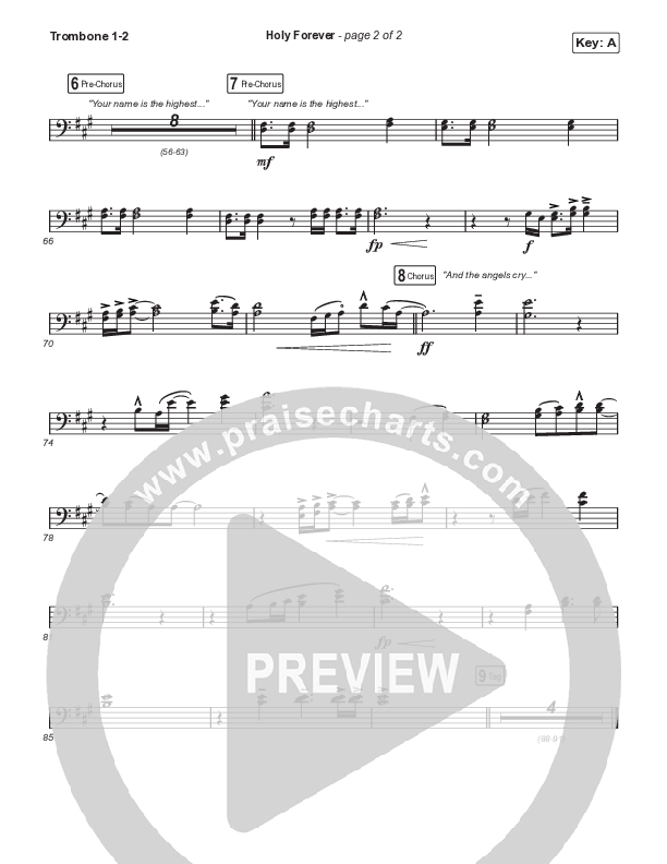 Holy Forever (Worship Choir SAB) Trombone 1/2 (Chris Tomlin / Arr. Mason Brown)