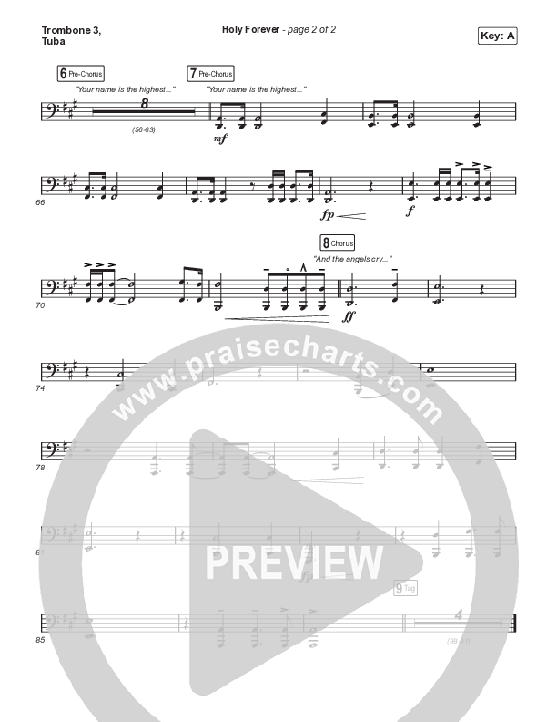 Holy Forever (Worship Choir SAB) Trombone 3/Tuba (Chris Tomlin / Arr. Mason Brown)
