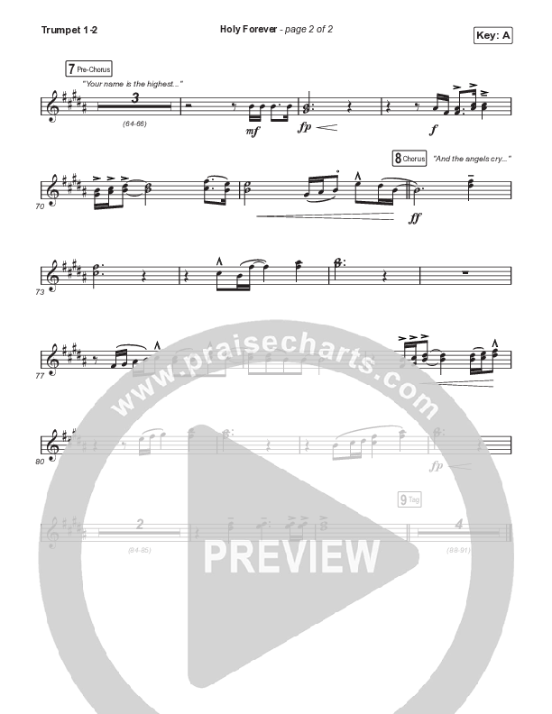 Holy Forever (Worship Choir SAB) Trumpet 1,2 (Chris Tomlin / Arr. Mason Brown)