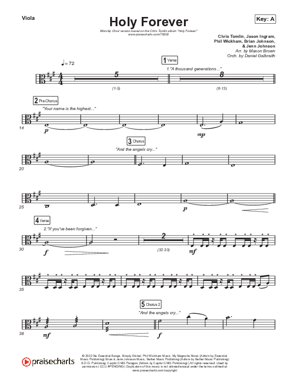 Holy Forever (Worship Choir SAB) Viola (Chris Tomlin / Arr. Mason Brown)