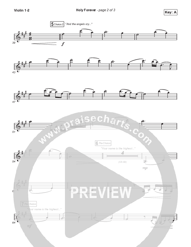 Holy Forever (Worship Choir SAB) Violin 1/2 (Chris Tomlin / Arr. Mason Brown)