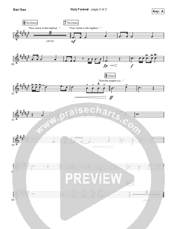 Holy Forever (Unison/2-Part Choir) Bari Sax (Chris Tomlin)