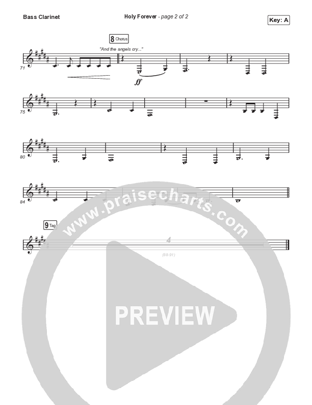 Holy Forever (Unison/2-Part Choir) Bass Clarinet (Chris Tomlin)