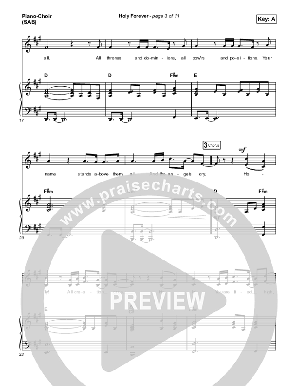 Holy Forever (Unison/2-Part Choir) Piano/Choir  (Uni/2-Part) (Chris Tomlin)