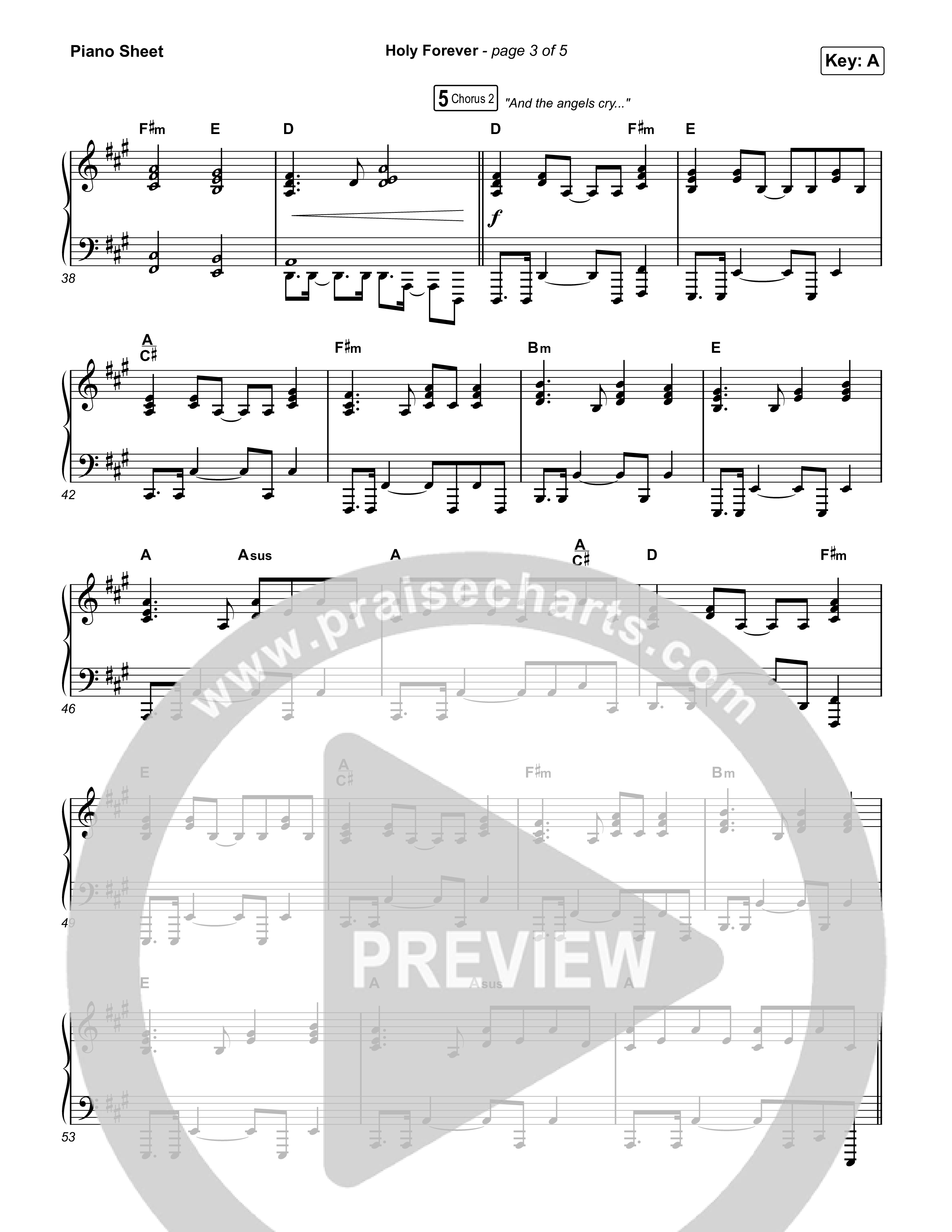Holy Forever (Unison/2-Part Choir) Piano Sheet (Chris Tomlin)