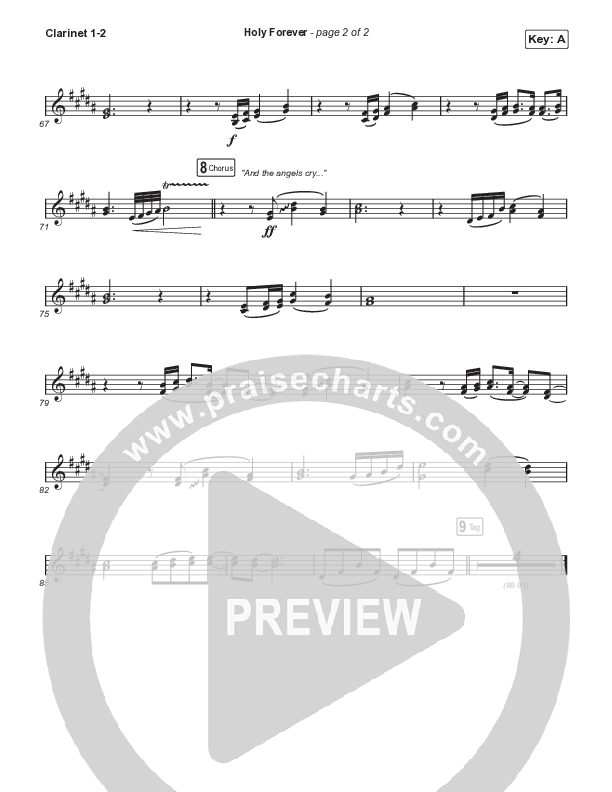 Holy Forever (Unison/2-Part Choir) Clarinet 1/2 (Chris Tomlin)