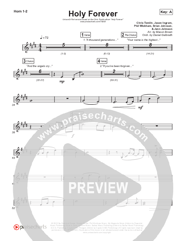 Holy Forever (Unison/2-Part Choir) Brass Pack (Chris Tomlin)
