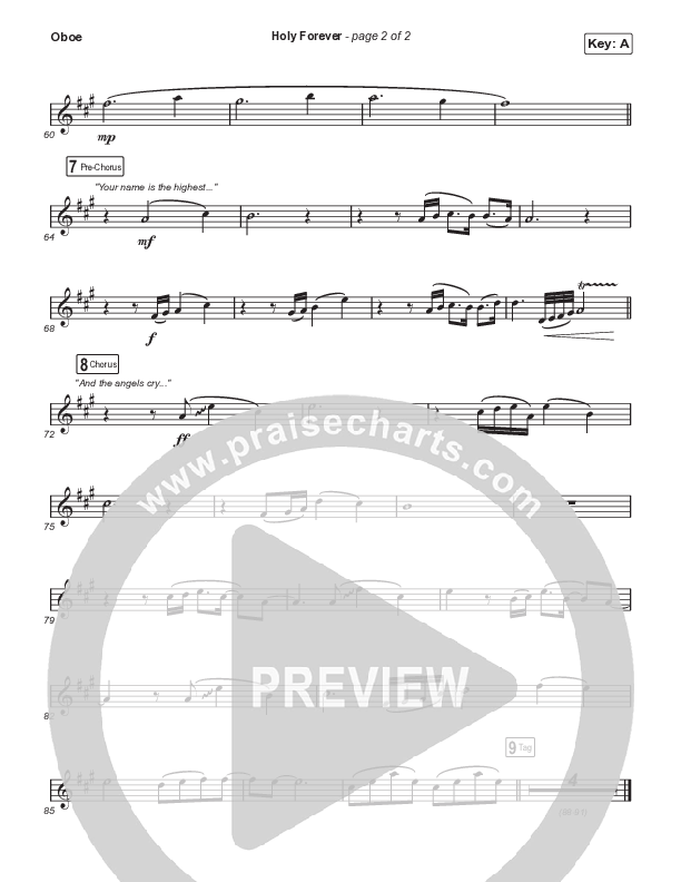 Holy Forever (Unison/2-Part Choir) Oboe (Chris Tomlin)