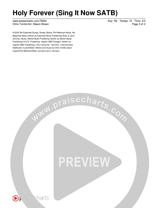 Holy Forever (Sing It Now SATB) Chords & Lyrics (Chris Tomlin / Arr. Mason Brown)