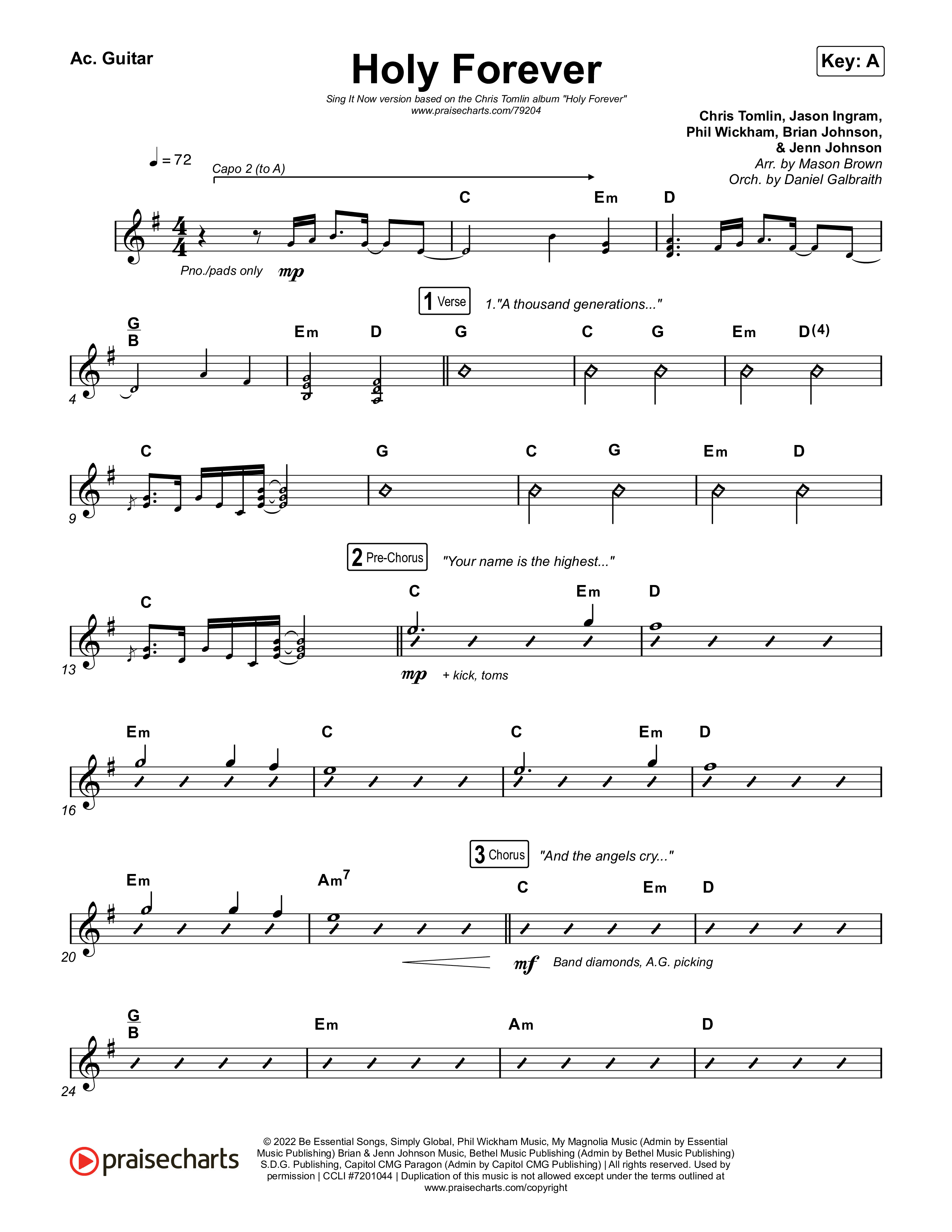 Holy Forever (Sing It Now SATB) Acoustic Guitar (Chris Tomlin / Arr. Mason Brown)