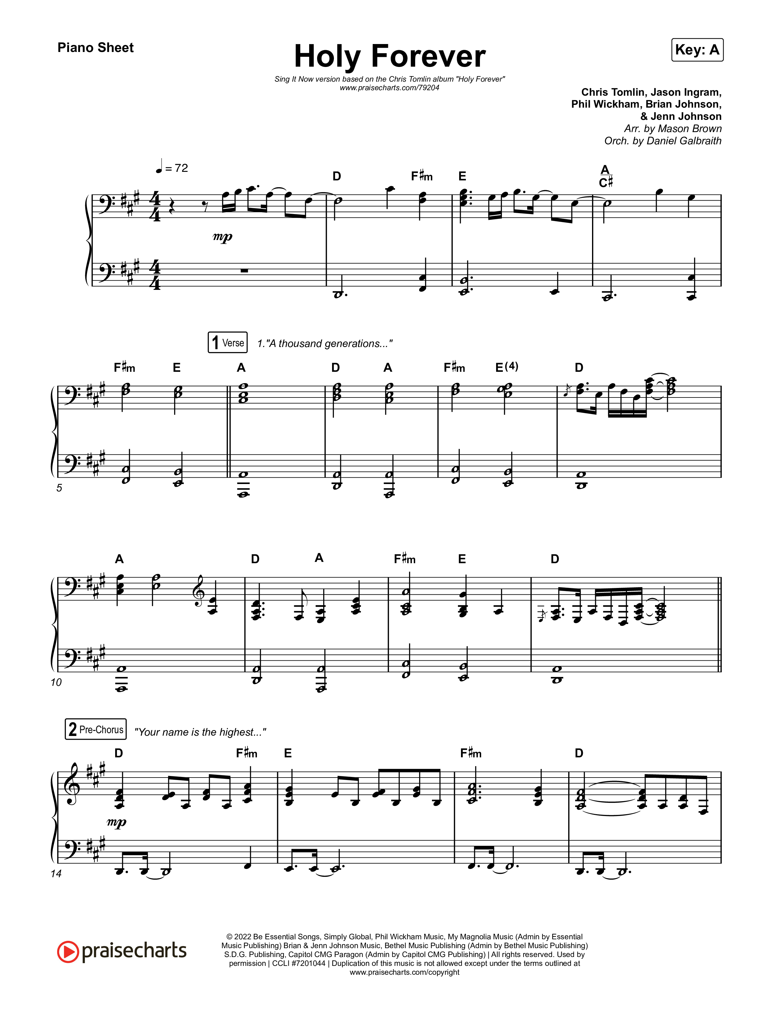 Holy Forever (Sing It Now SATB) Piano Sheet (Chris Tomlin / Arr. Mason Brown)