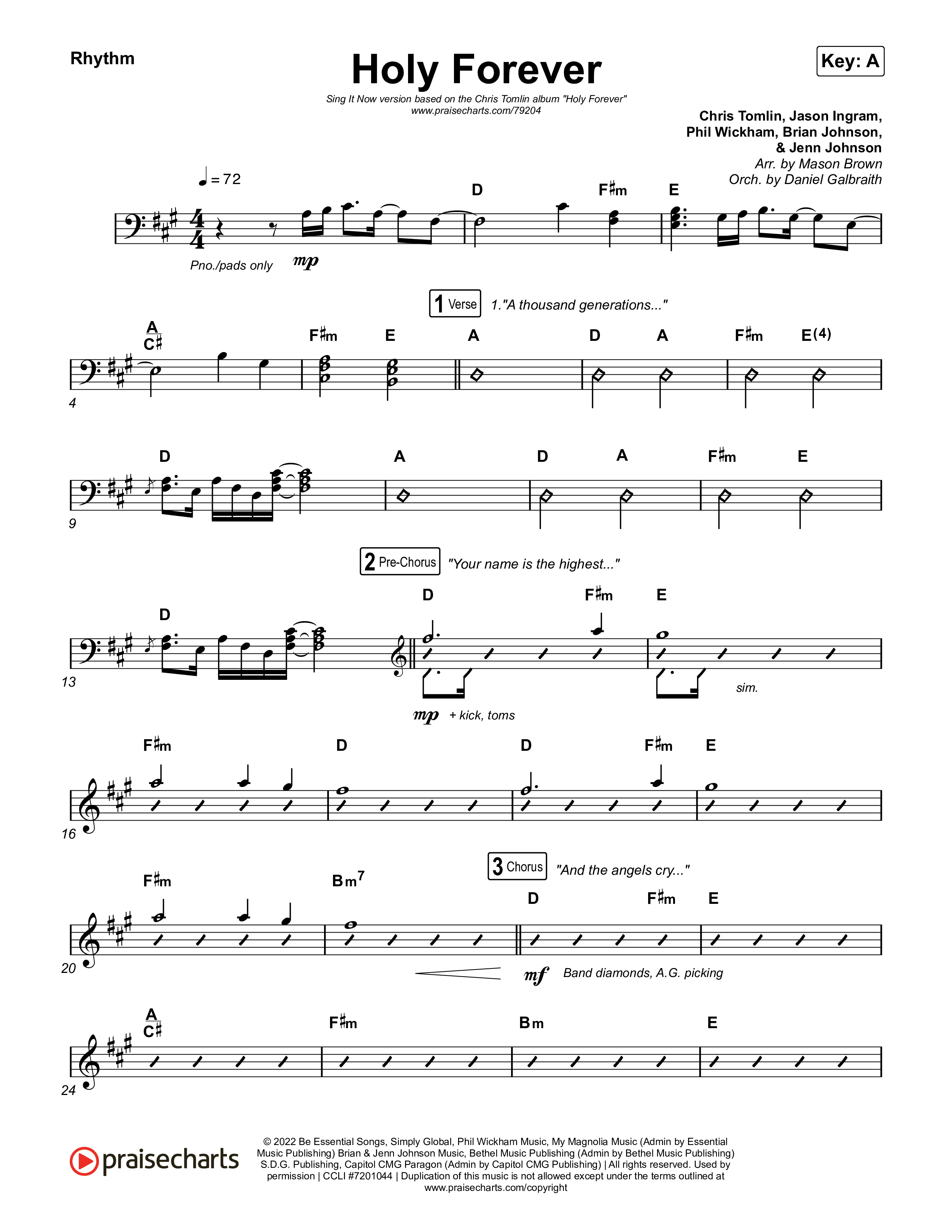 Holy Forever (Sing It Now SATB) Rhythm Chart (Chris Tomlin / Arr. Mason Brown)