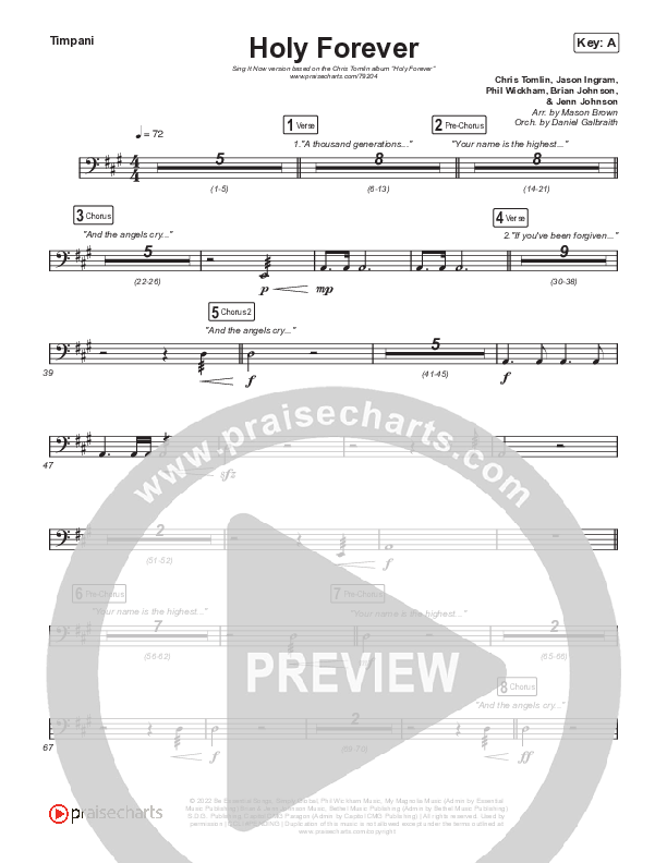 Holy Forever (Sing It Now SATB) Timpani (Chris Tomlin / Arr. Mason Brown)