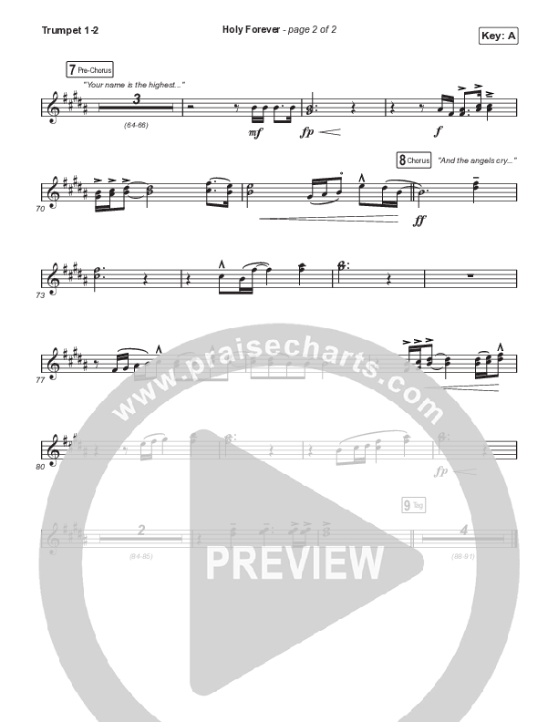 Holy Forever (Sing It Now SATB) Trumpet 1,2 (Chris Tomlin / Arr. Mason Brown)