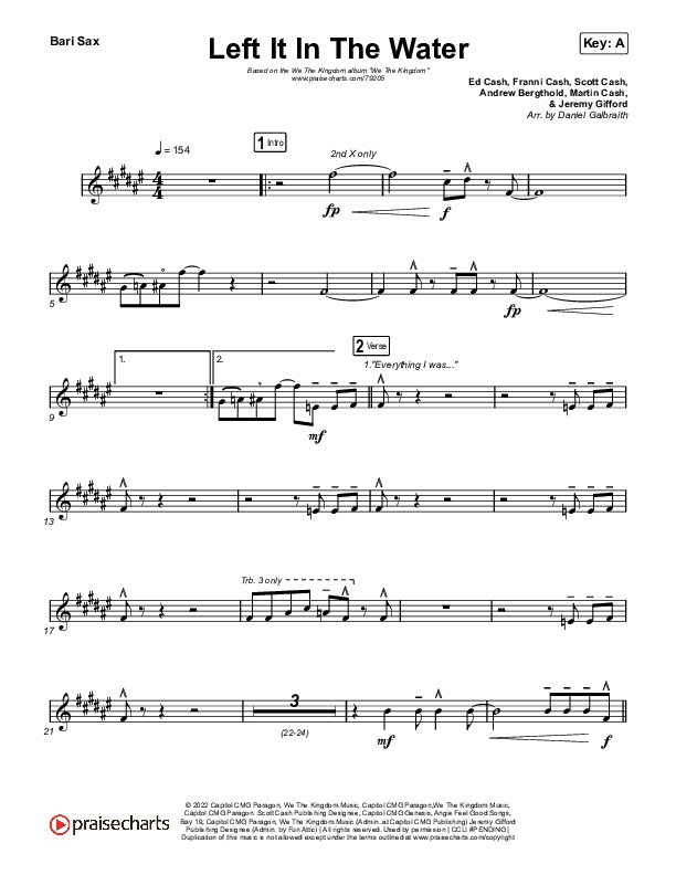 Left It In The Water Bari Sax (We The Kingdom)