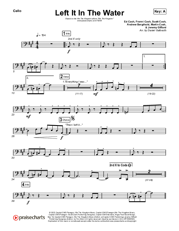 Left It In The Water Cello (We The Kingdom)