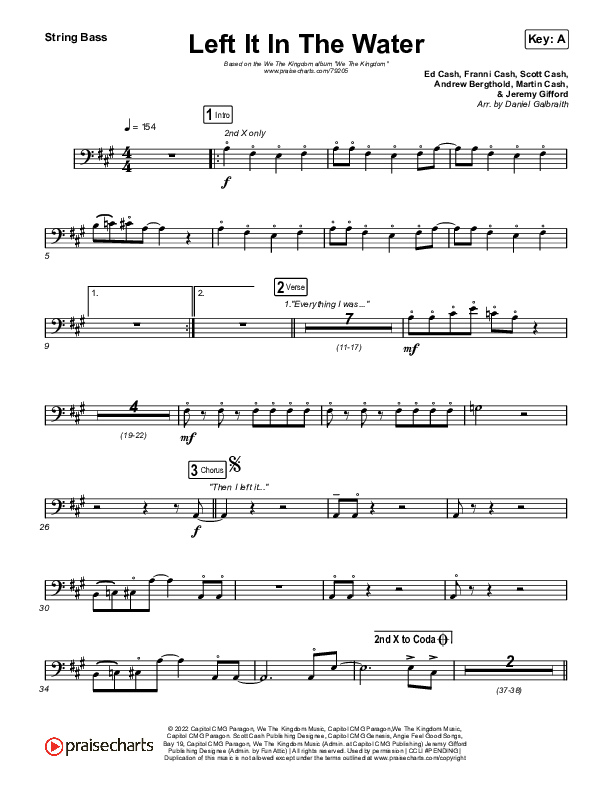 Left It In The Water Double Bass (We The Kingdom)