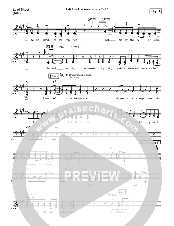 Left It In The Water Lead Sheet (SAT) (We The Kingdom)