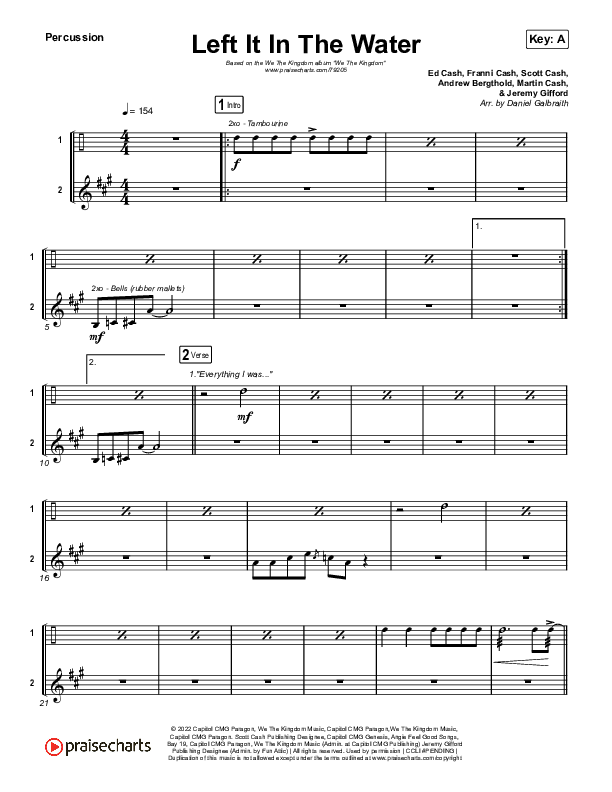 Left It In The Water Percussion (We The Kingdom)