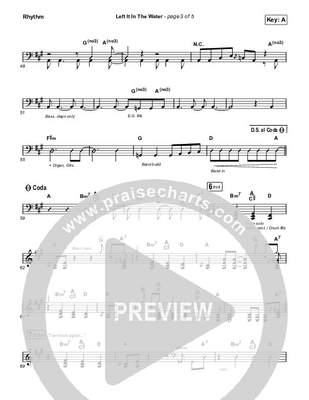 Left It In The Water Rhythm Chart (We The Kingdom)