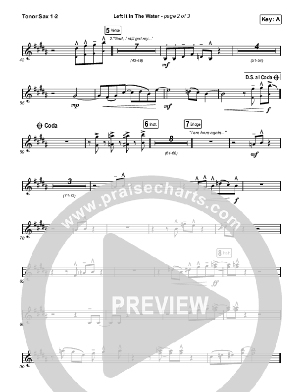 Left It In The Water Tenor Sax 1/2 (We The Kingdom)