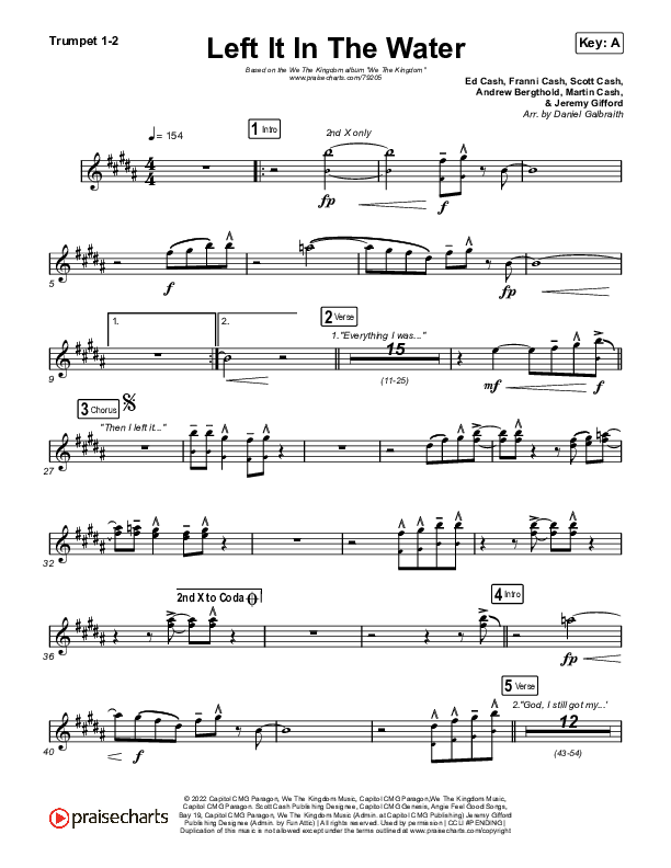 Left It In The Water Trumpet 1,2 (We The Kingdom)