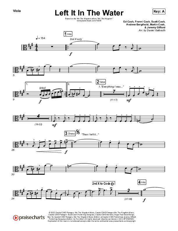 Left It In The Water Viola (We The Kingdom)