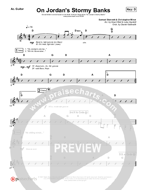 On Jordan's Stormy Banks (Choral Anthem SATB) Acoustic Guitar (Keith & Kristyn Getty / Arr. Luke Gambill)