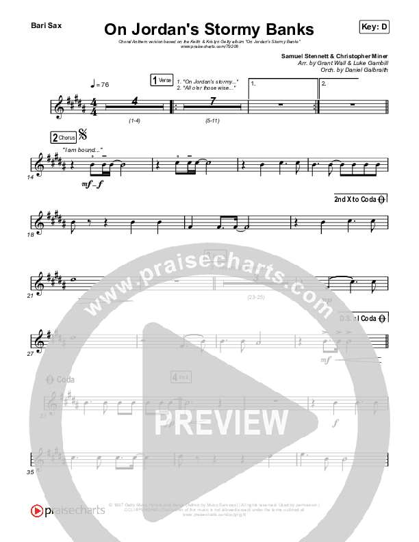 On Jordan's Stormy Banks (Choral Anthem SATB) Bari Sax (Keith & Kristyn Getty / Arr. Luke Gambill)