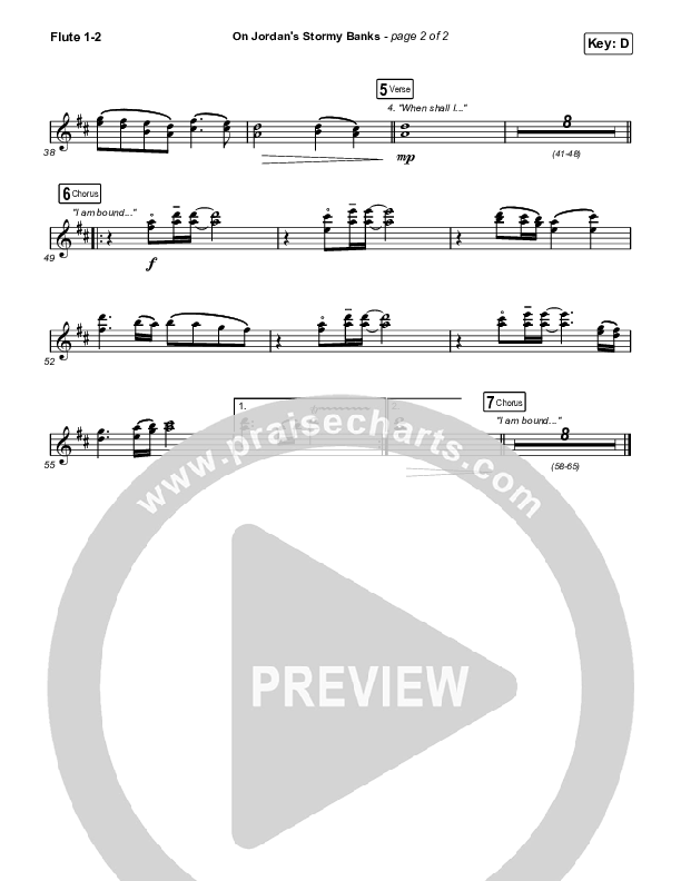 On Jordan's Stormy Banks (Choral Anthem SATB) Flute 1,2 (Keith & Kristyn Getty / Arr. Luke Gambill)