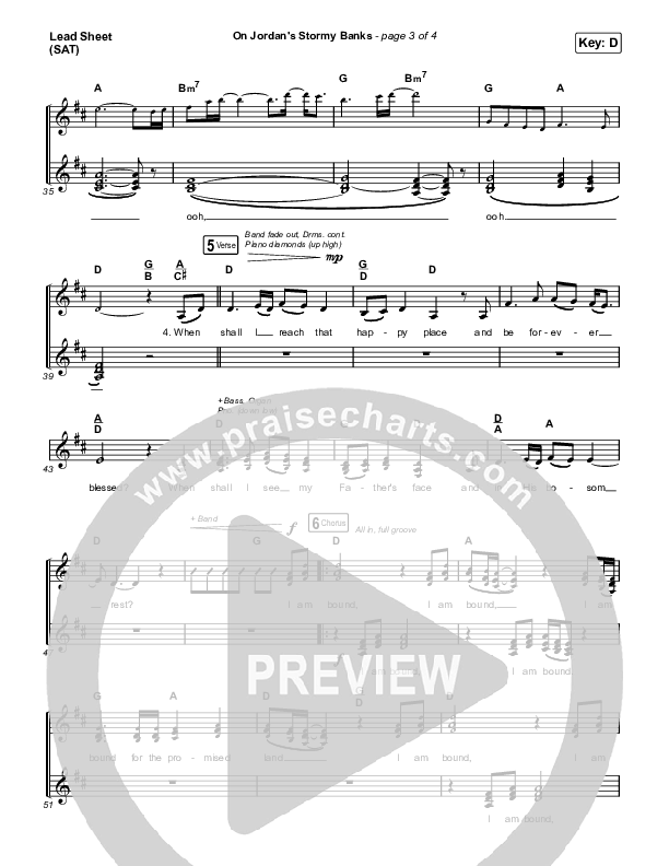 On Jordan's Stormy Banks (Choral Anthem SATB) Lead Sheet (SAT) (Keith & Kristyn Getty / Arr. Luke Gambill)