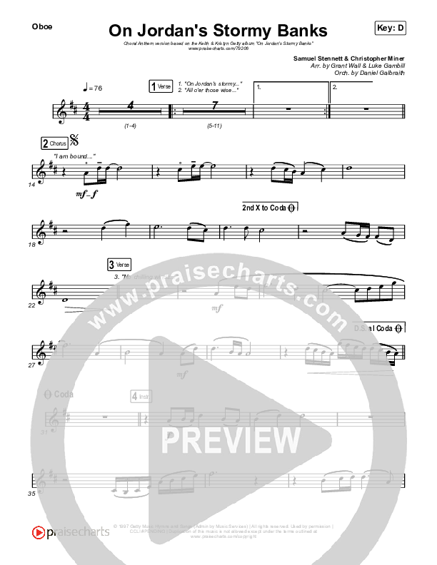 On Jordan's Stormy Banks (Choral Anthem SATB) Oboe (Keith & Kristyn Getty / Arr. Luke Gambill)