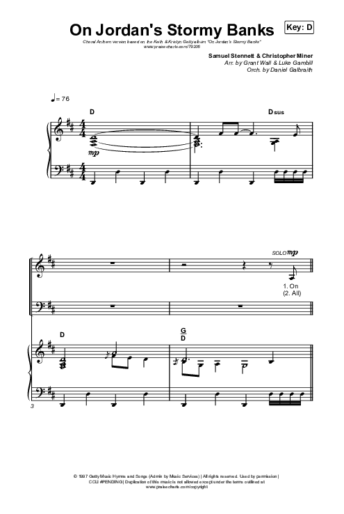 On Jordan's Stormy Banks (Choral Anthem SATB) Octavo (SATB & Pno) (Keith & Kristyn Getty / Arr. Luke Gambill)