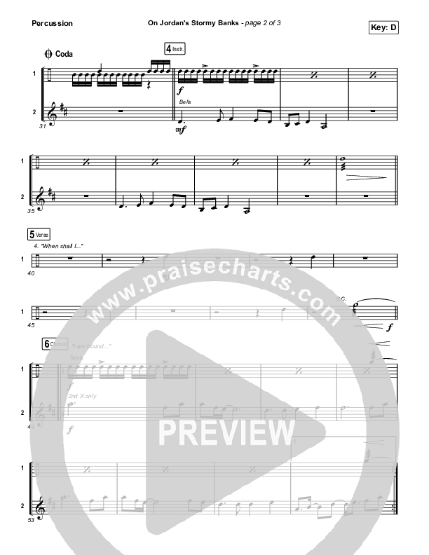 On Jordan's Stormy Banks (Choral Anthem SATB) Percussion (Keith & Kristyn Getty / Arr. Luke Gambill)