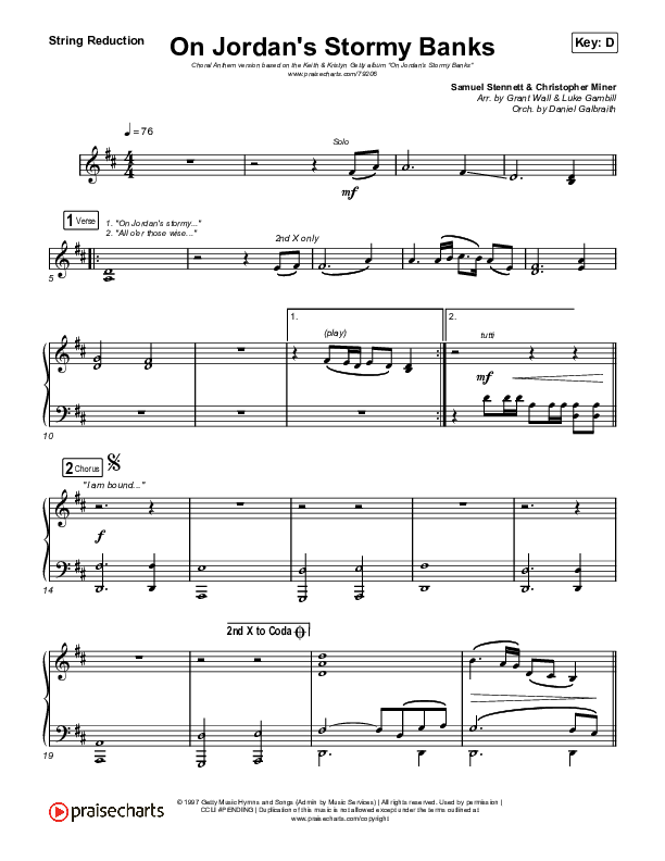 On Jordan's Stormy Banks (Choral Anthem SATB) String Reduction (Keith & Kristyn Getty / Arr. Luke Gambill)
