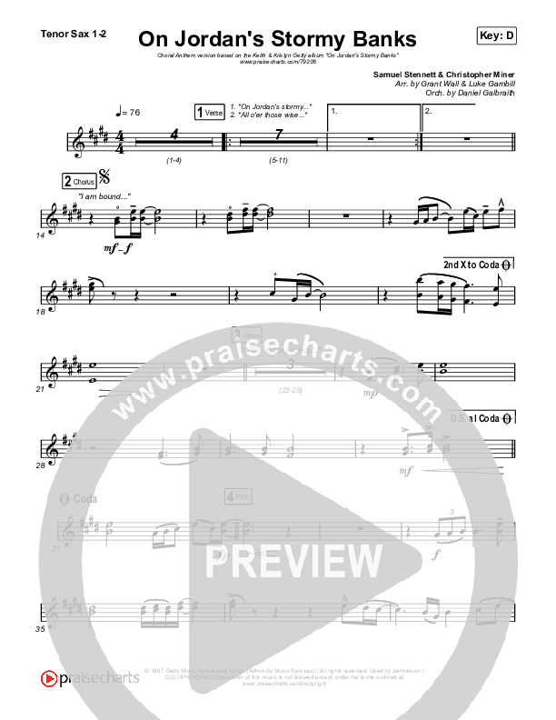 On Jordan's Stormy Banks (Choral Anthem SATB) Sax Pack (Keith & Kristyn Getty / Arr. Luke Gambill)