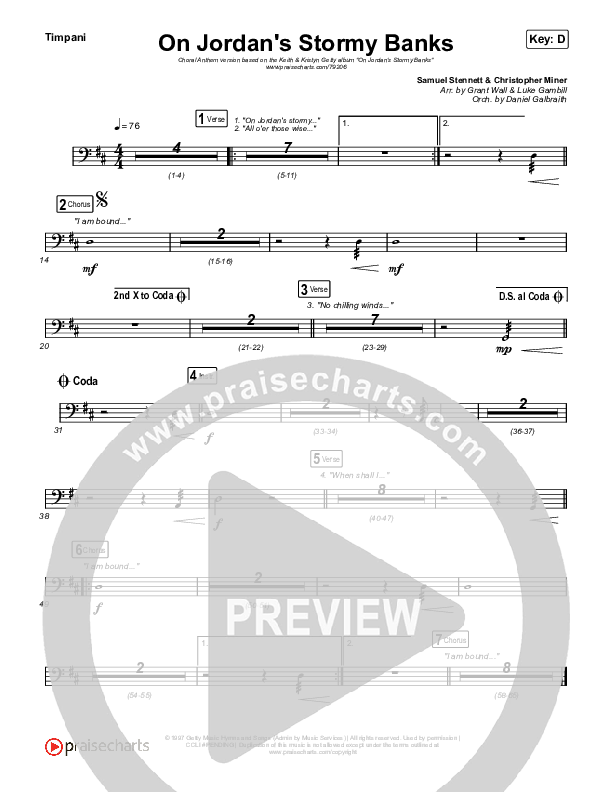 On Jordan's Stormy Banks (Choral Anthem SATB) Timpani (Keith & Kristyn Getty / Arr. Luke Gambill)