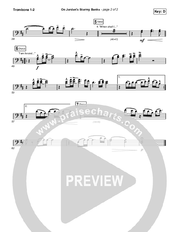 On Jordan's Stormy Banks (Choral Anthem SATB) Trombone 1,2 (Keith & Kristyn Getty / Arr. Luke Gambill)