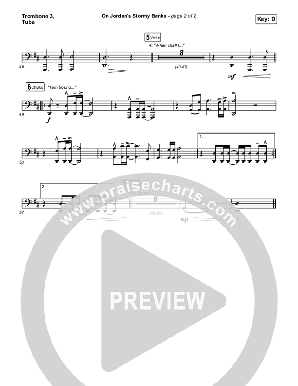 On Jordan's Stormy Banks (Choral Anthem SATB) Trombone 3/Tuba (Keith & Kristyn Getty / Arr. Luke Gambill)