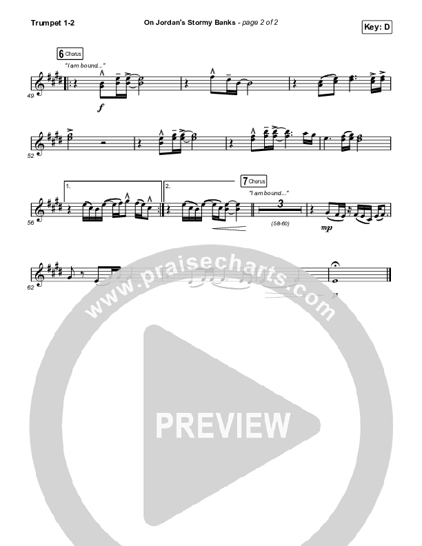 On Jordan's Stormy Banks (Choral Anthem SATB) Trumpet 1,2 (Keith & Kristyn Getty / Arr. Luke Gambill)