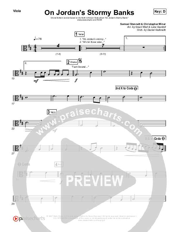On Jordan's Stormy Banks (Choral Anthem SATB) Viola (Keith & Kristyn Getty / Arr. Luke Gambill)