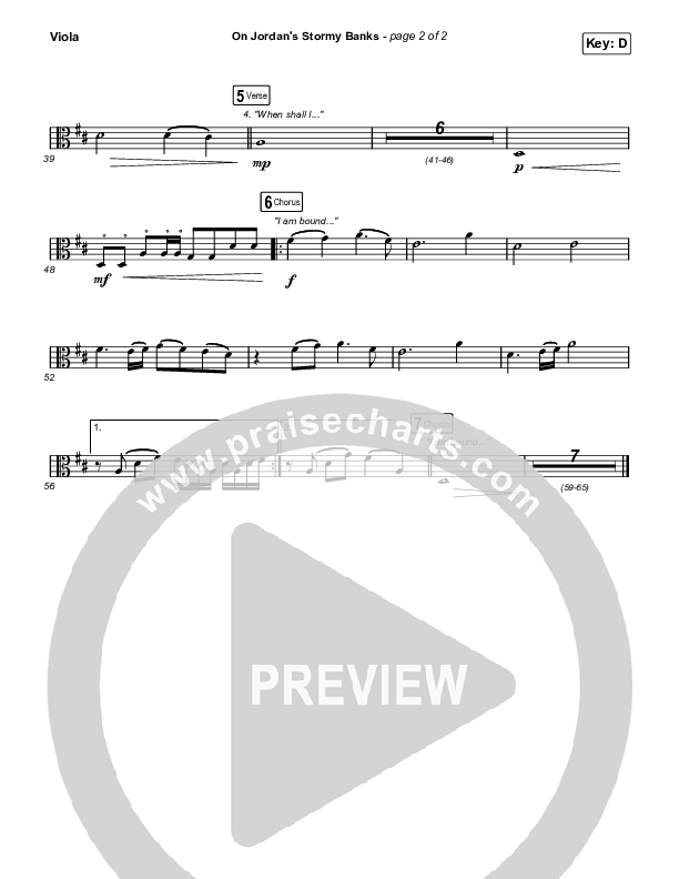 On Jordan's Stormy Banks (Choral Anthem SATB) Viola (Keith & Kristyn Getty / Arr. Luke Gambill)