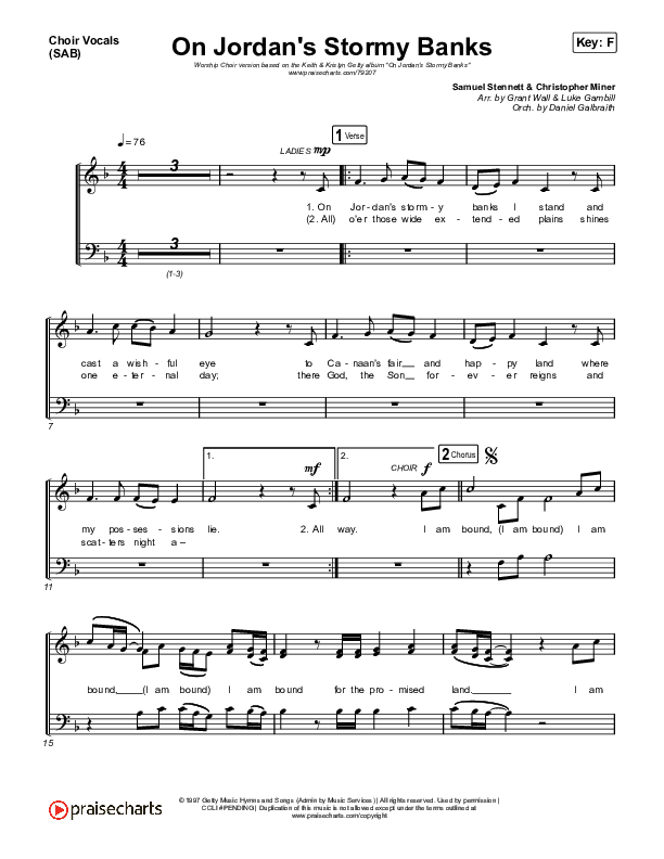 On Jordan's Stormy Banks (Worship Choir SAB) Choir Sheet (SAB) (Keith & Kristyn Getty / Arr. Luke Gambill)