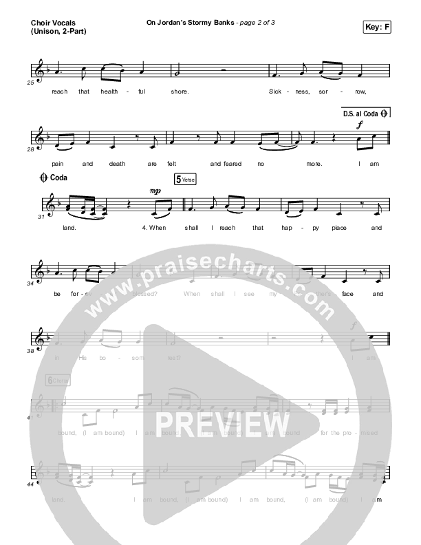 On Jordan's Stormy Banks (Unison/2-Part Choir) Choir Vocals (Uni/2-Part) (Keith & Kristyn Getty / Arr. Luke Gambill)