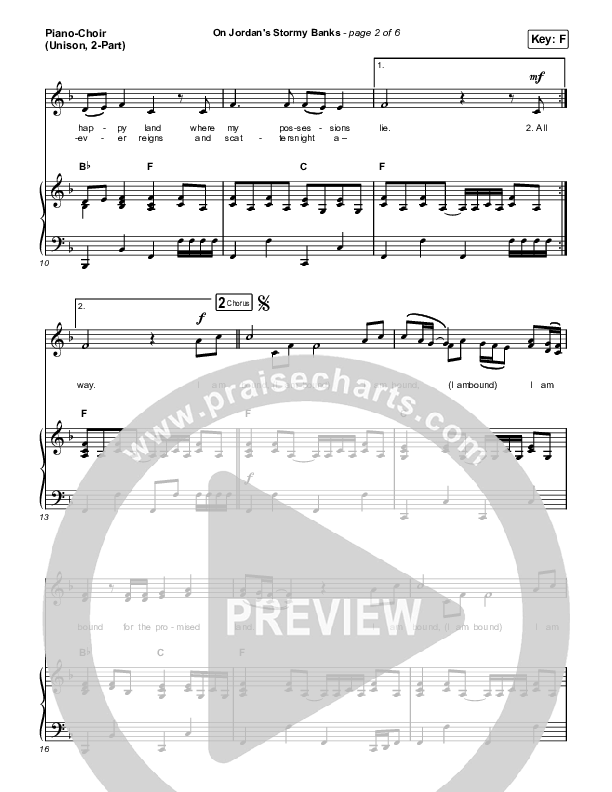 On Jordan's Stormy Banks (Unison/2-Part Choir) Piano/Choir  (Uni/2-Part) (Keith & Kristyn Getty / Arr. Luke Gambill)