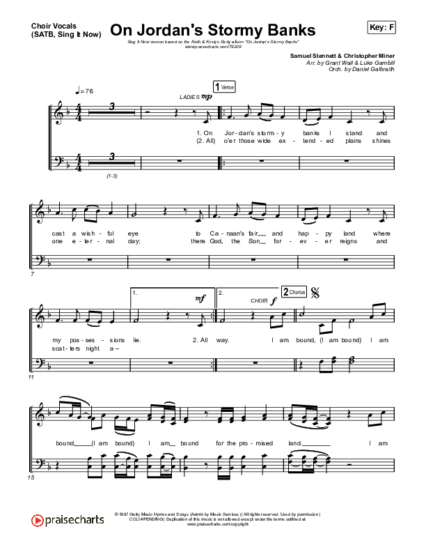 On Jordan's Stormy Banks (Sing It Now SATB) Choir Sheet (SATB) (Keith & Kristyn Getty / Arr. Luke Gambill)