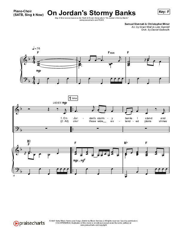 On Jordan's Stormy Banks (Sing It Now SATB) Piano/Choir (SATB) (Keith & Kristyn Getty / Arr. Luke Gambill)
