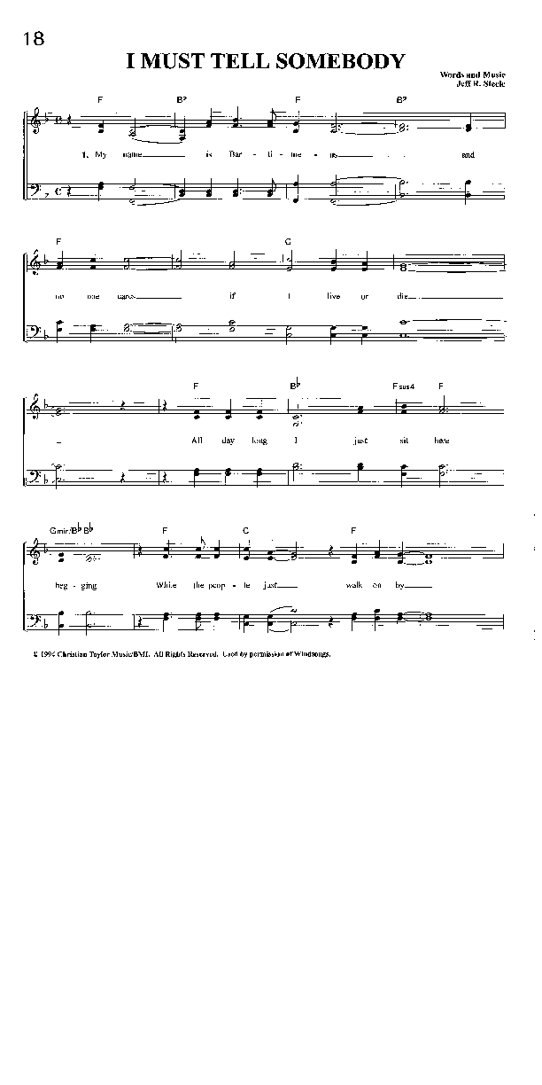 I Must Tell Somebody Lead Sheet (The Steeles)