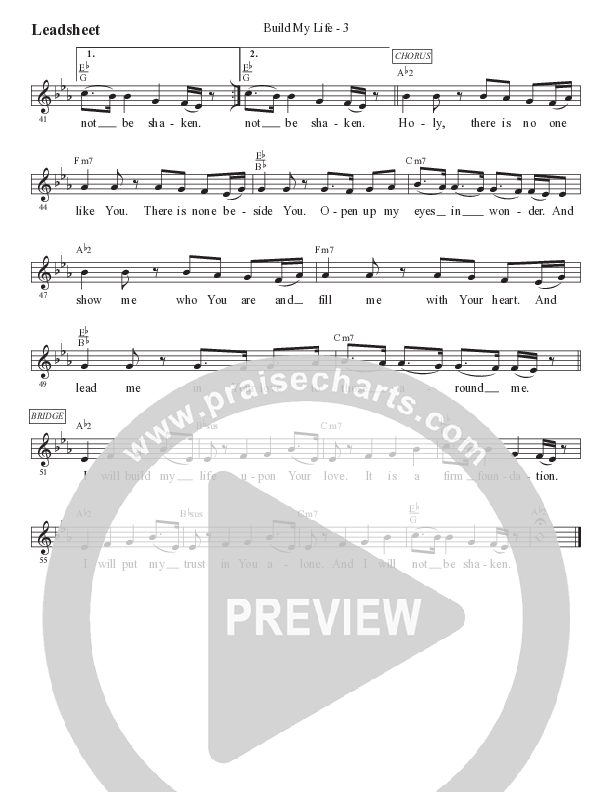 Build My Life (Kids) Lead Sheet (Melody) (PraiseCharts Kids / Arr. Luke Gambill)